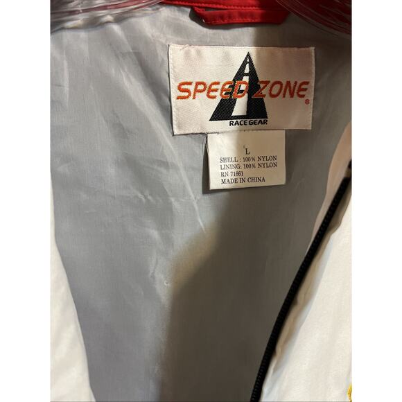 Speed Zone VTG Windbreaker Men L Jacket Red Black Shark Tooth Napa Racing Filter - Picture 6 of 13